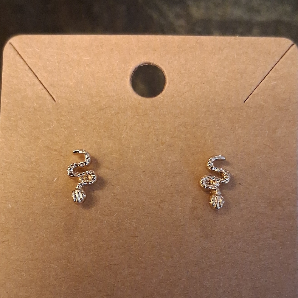 TINY GOLD SNAKE STUD EARRINGS